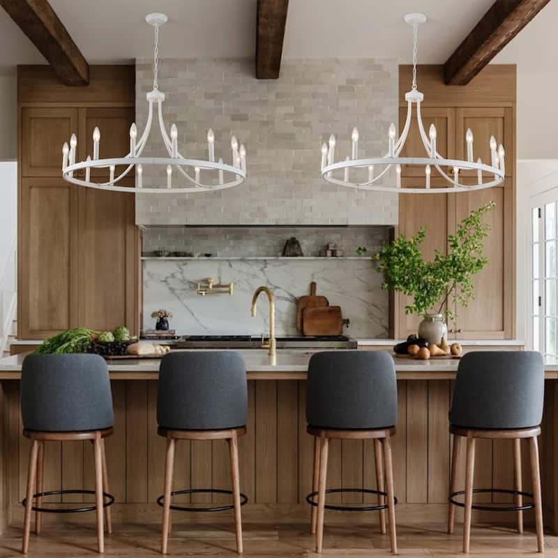 16-light Farmhouse Metal Wagon Wheel 37.99in Chandelier Not With bulb for Multiple Spaces
