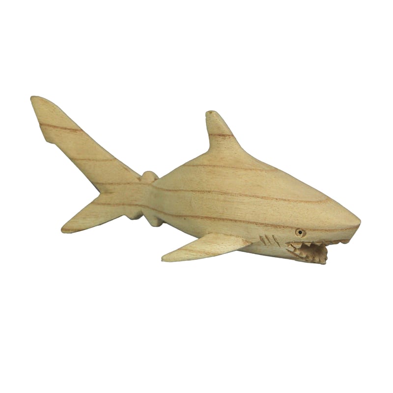8 Inch Hand Carved Imitation Shark Wooden Sculpture Figurine Beach Home Decor - 2.75 X 8 X 2.75 inches