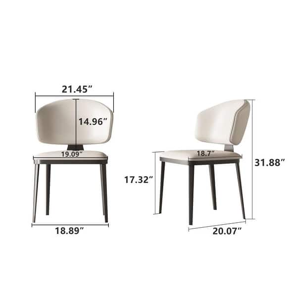 dimension image slide 1 of 2, Modern Upholstered Leather Dining Chairs Ergonomic Kitchen Chairs with Metal Legs - 20.07"Wx18.89"Dx31.88"H