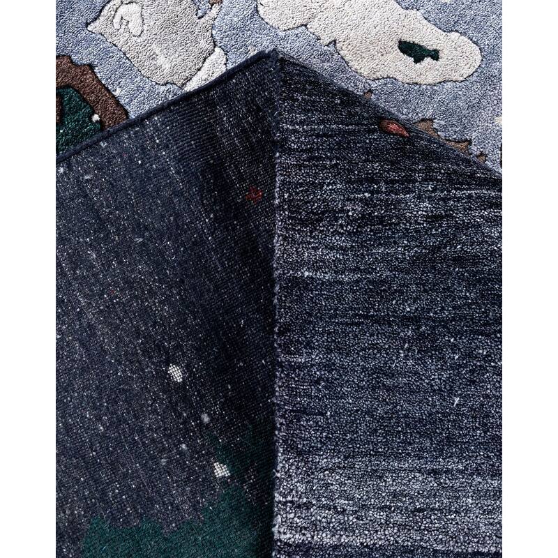 Ikat One-of-a-Kind Hand-Knotted Area Rug, Gray - 8' 0" x 9' 10"