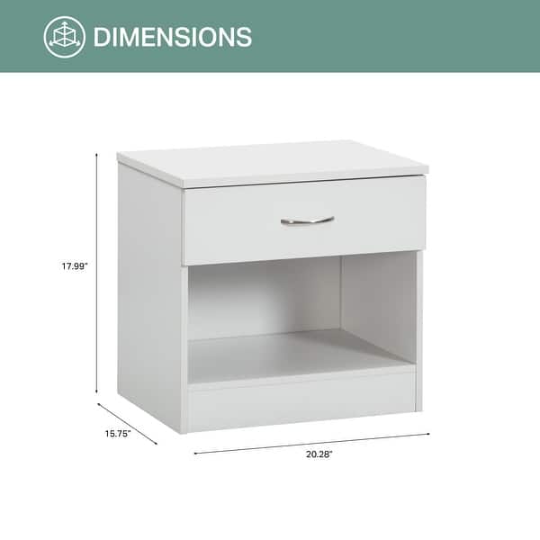 OS Home and Office Furniture Model 6002 One Drawer White Nightstand