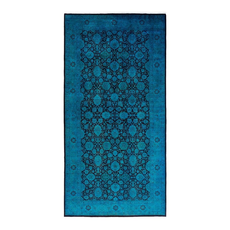 Fine Vibrance One-of-a-Kind Hand-Knotted Runner Rug - Blue, 6' 3" x 12' 6" - 6' 3" x 12' 6"