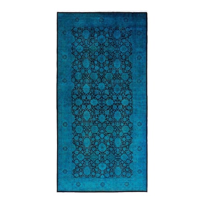 Fine Vibrance One-of-a-Kind Hand-Knotted Runner Rug - Blue, 6' 3" x 12' 6" - 6' 3" x 12' 6"