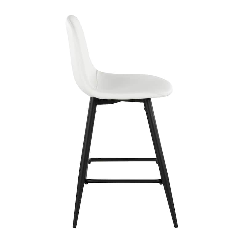 Lumisource Counter Stool in Black Metal and Blue Fabric, Set of 2 - 20"Lx17.25"Wx34.75"H