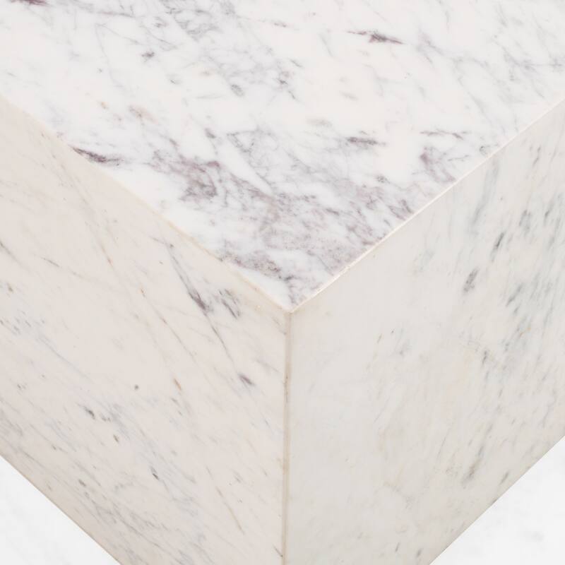 Marbled Rectangular Coffee Table - 37" - White