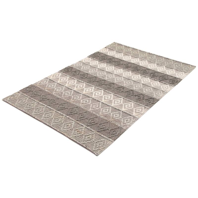 ECARPETGALLERY Braid weave Sienna Grey Wool Rug - 5'2 x 8'0