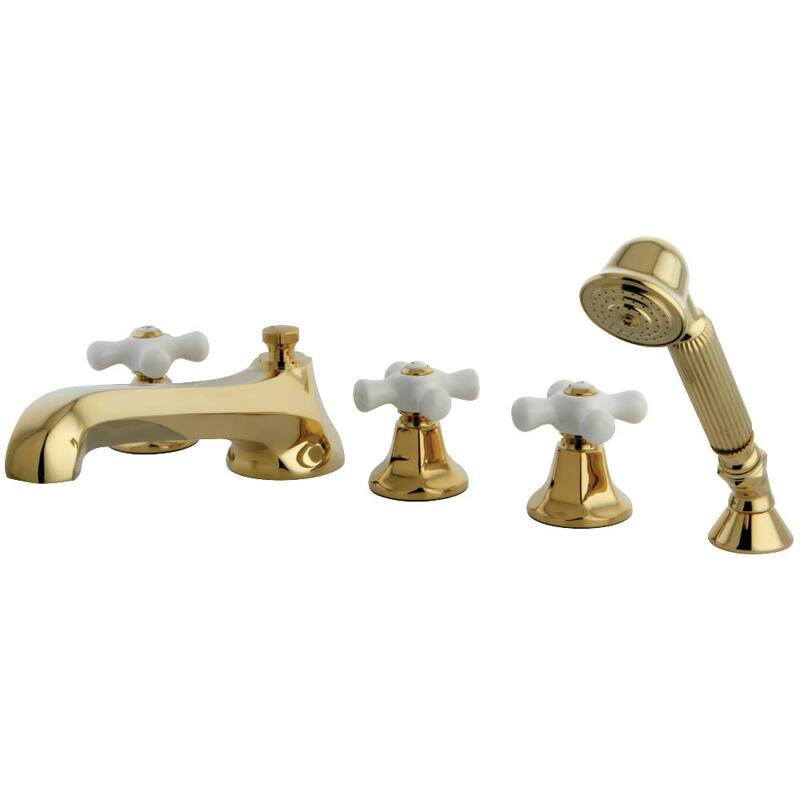Kingston Brass Metropolitan Widespread Deck Mounted Roman Tub Filler - Polished Brass