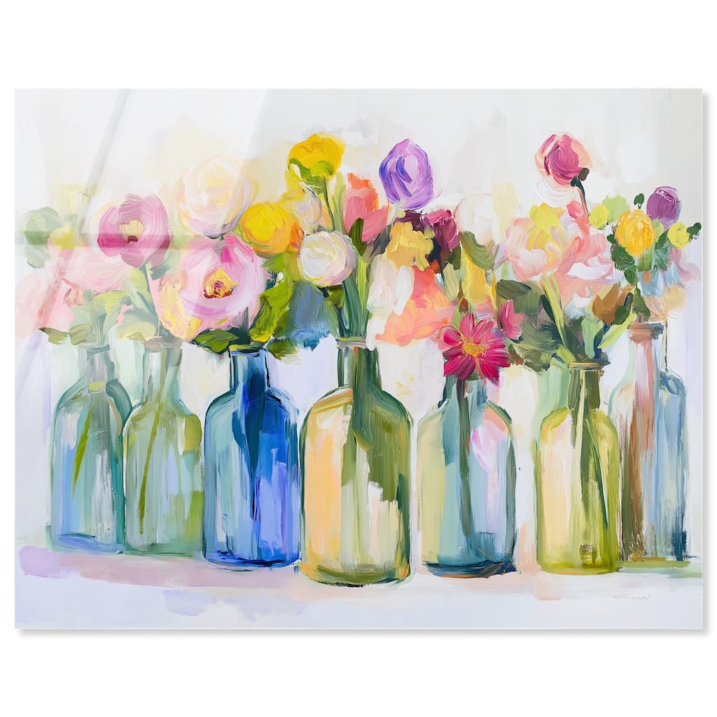 Bottles and Blooms Acrylic by Art Remedy, Ready to Hang