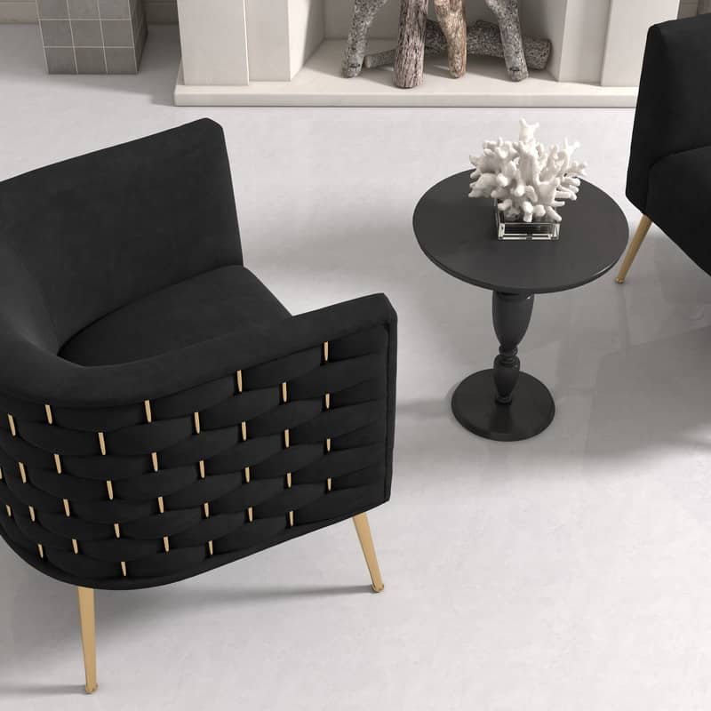 SEYNAR Mid-Century Modern Velvet Round Accent Chair for Living Room