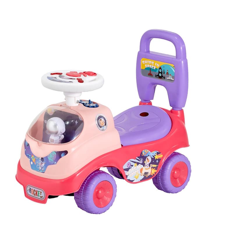 Kids Ride-On Toy with Horn, Music, and Foot-to-Floor Walker - 19.7 x 9.4 x 16.9 in