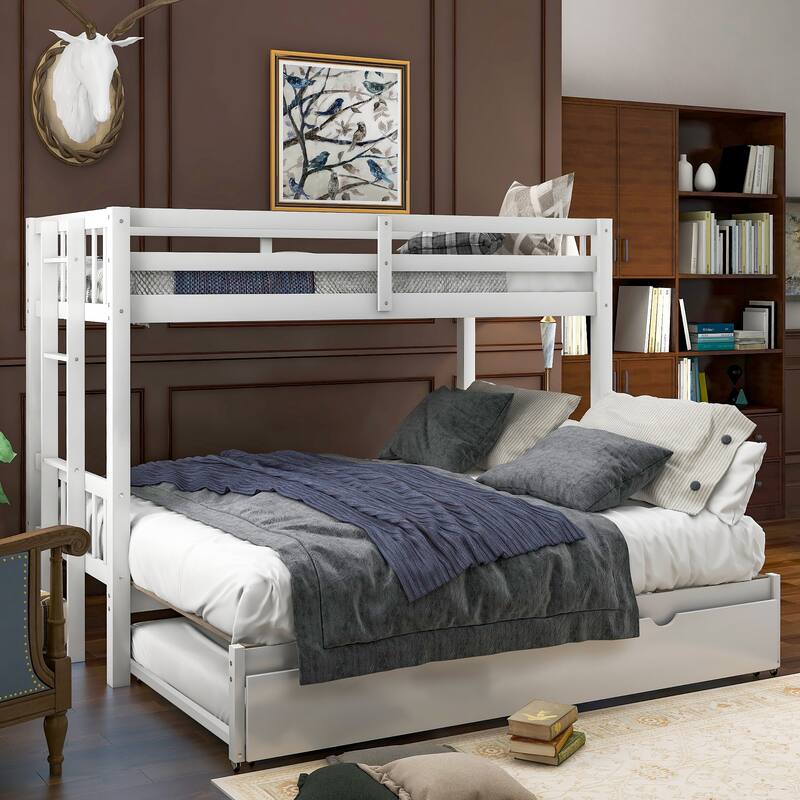 Space-Saving Twin Over Pull-Out Bunk Bed with Trundle, White