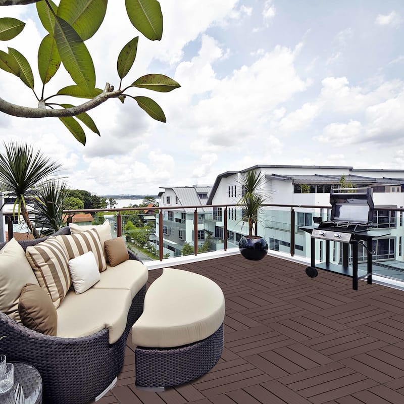 Plastic Interlocking Deck Tiles, 12.00"x12.00"(Pack of 44), Patio Flooring Outdoor Waterproof All Weather Use for Garden