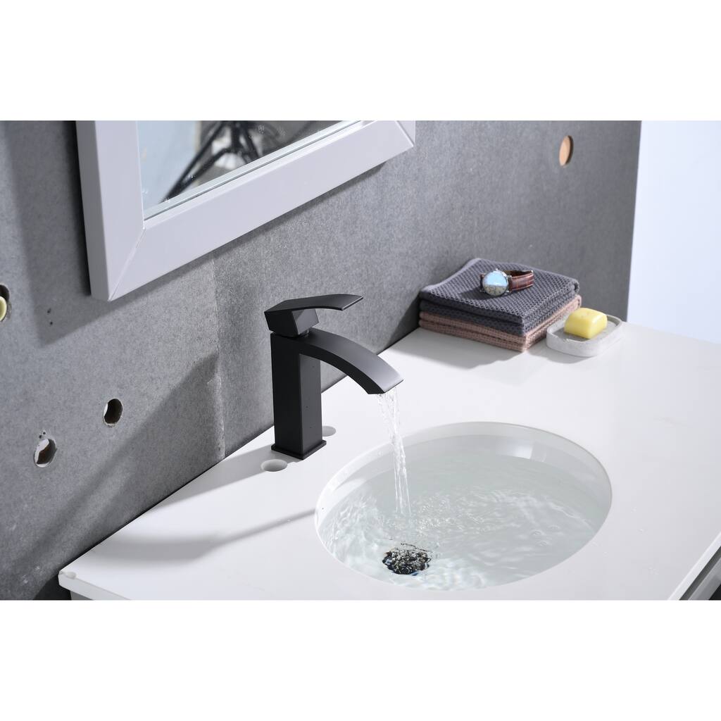 Waterfall Faucet Bathroom Sink Single Handle Faucet with Pop Up Drain, Overflow, Corrosion and Rust Resistant