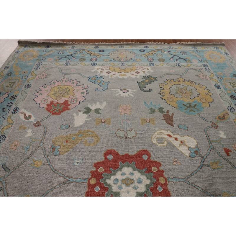 Gray Transitional Oushak Oriental Area Rug Handmade Wool Carpet - 9'0"x 11'11"