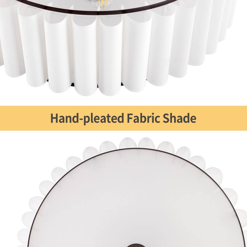 Modern Chandelier Bronze 24" 5-Light White Linen Shade