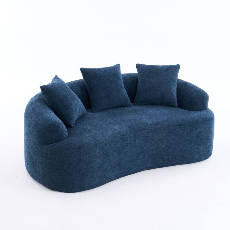 Curved Loveseat Full Compression Sponge 30D Sofa Chenille No-Assembly