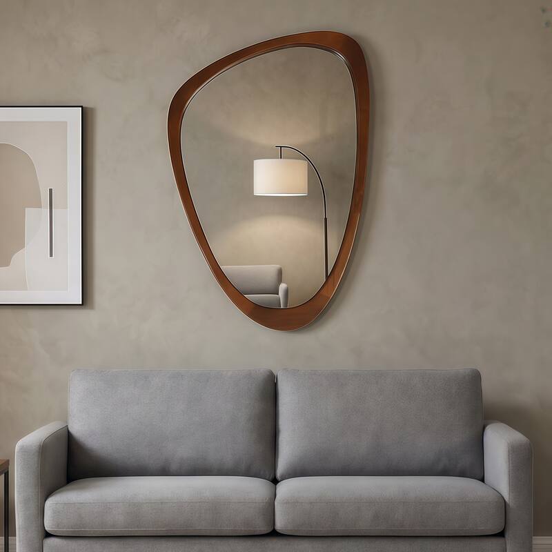 24"x36" Irregular Solid Wood Frame Decorative Mirror,For Bedroom, Bathroom, Living Room, Entryway