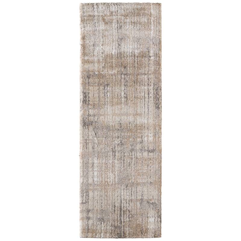 Peavy R39QB Abstract Modern Area Rug - 2'6" x 7'3" - Brown/Tan/Ivory