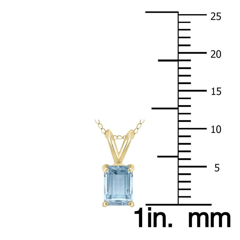 Marquee 14K Yellow Gold 5x3MM Emerald Shaped Aquamarine Pendant