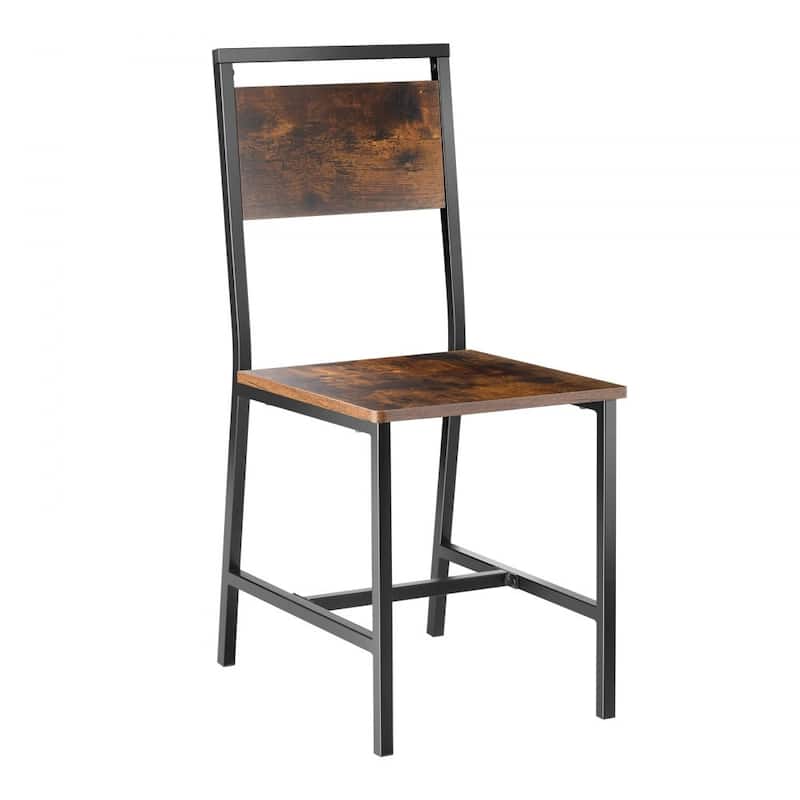 Rustic Brown-Black Metal MDF Dining Chair Set of 2 Ergonomic Sturdy Seat - 18.90 × 14.96 × 34.06 in