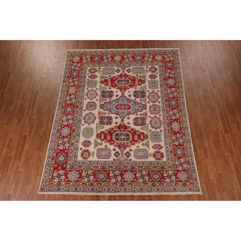 Kazak Oriental Area Rug Hand-Knotted Living Room Wool Carpet - 8'2" x 10'5"