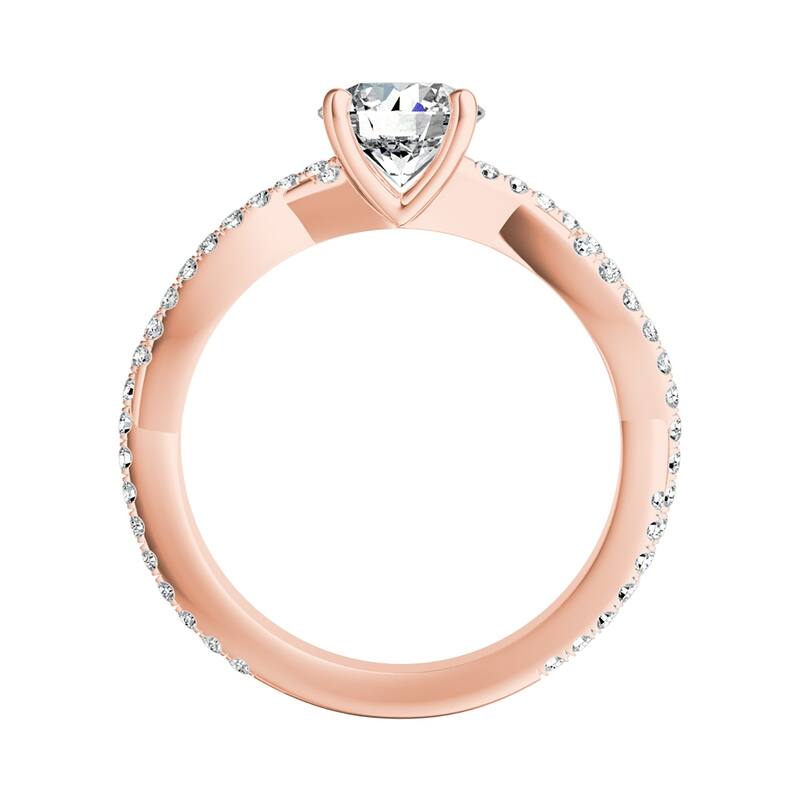 Auriya 1 1/2ct Twisted Moissanite and 1/2ctw Diamond Engagement Ring 14K Gold