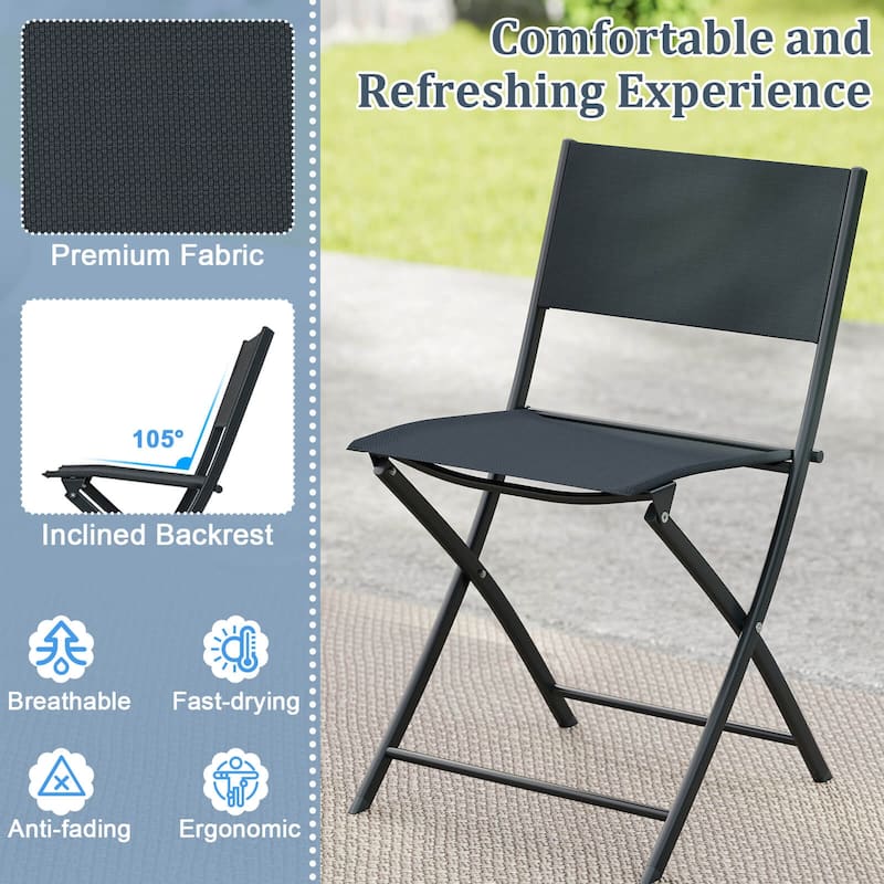 Costway 3 PCS Folding Patio Bistro Set with Tempered Glass Coffee - See Details