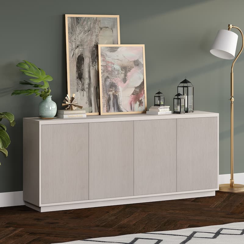 Alston 68" Wide Rectangular Fluted Buffet Table - 68" Wide