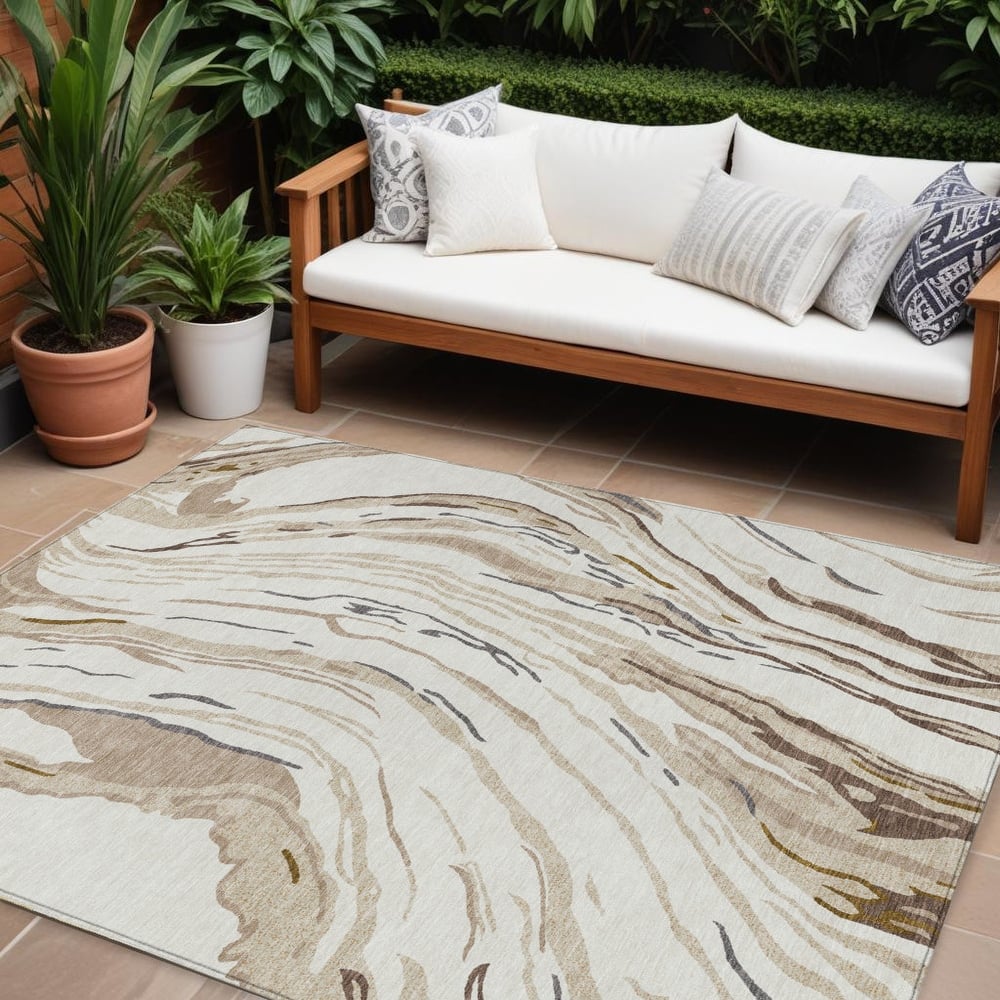 HomeRoots Abstract Transitional Rectangle Outdoor Rug