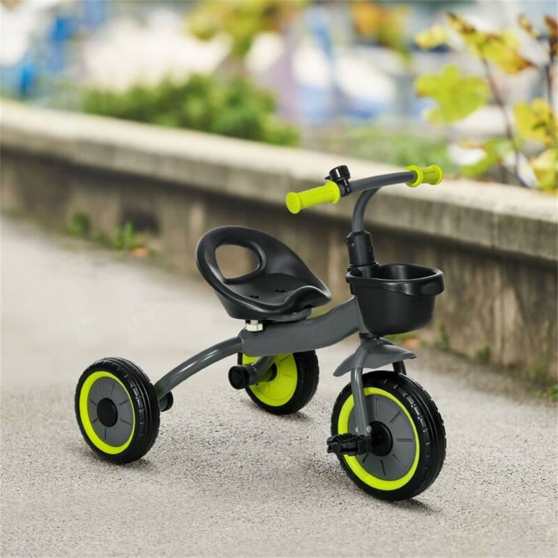 Kids Tricycle with Adjustable Seat Belt and Storage Basket Pedal Trike for Boys and Girls - 31.5" L x 19" W x 24.75" H