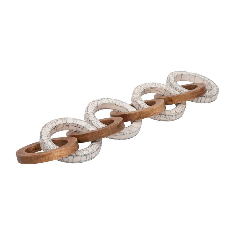 Sagebrook Home 33" Addy Wood And Resin Link Chain, 3"H - 33" x 6" x 3"