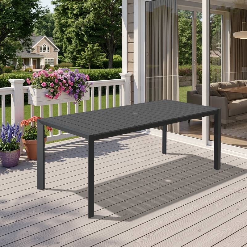 Pellebant Premium Outdoor Patio Aluminum Dining Table with Umbrella Hole