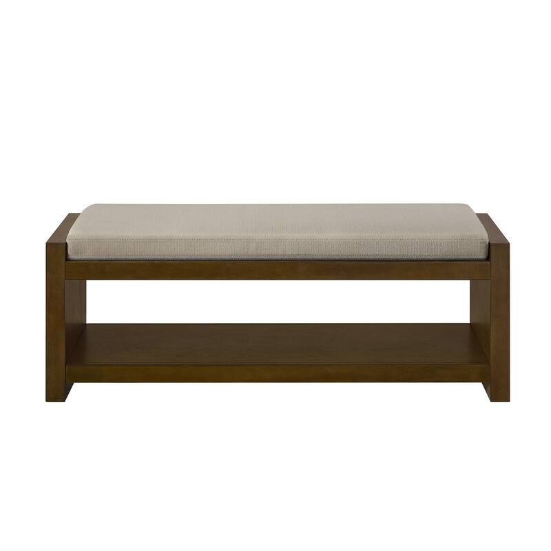 Farmhouse Storage Narrow Hallway Bench with Wood Legs