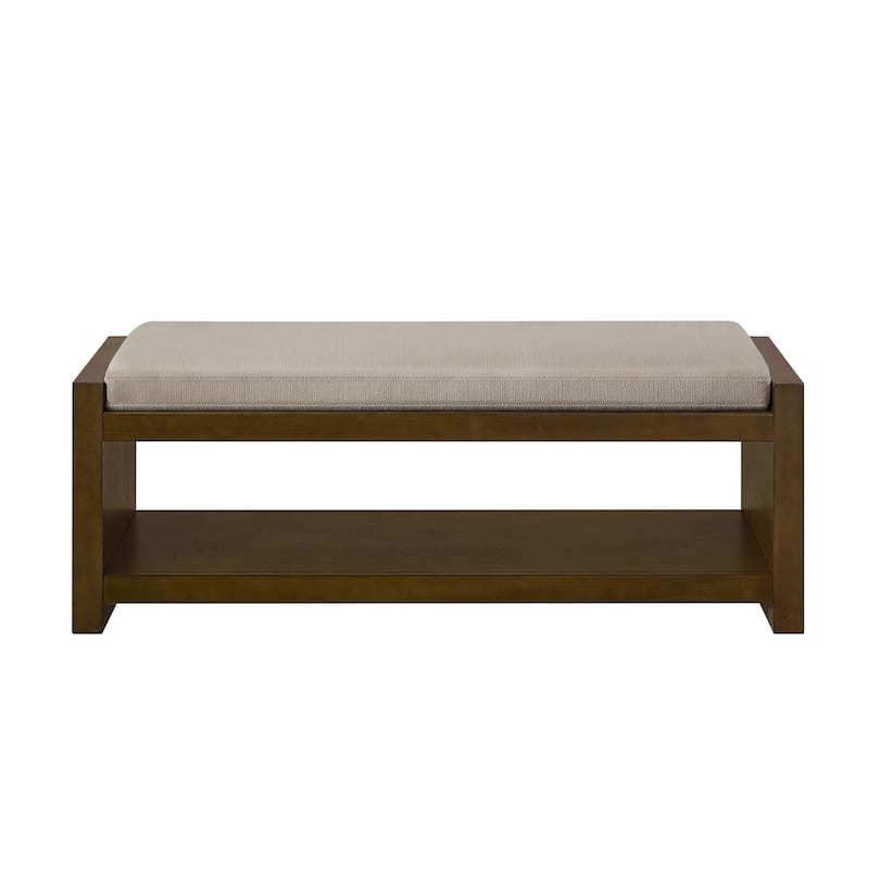 GDFStudio - Layla 47" Modern Linen Bench with Padded Seat & Shoe Rack