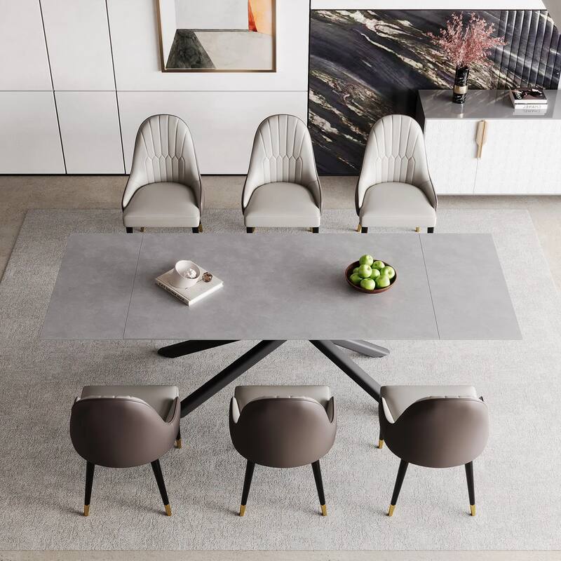 102.36 Inch Extendable Rectangular Sintered Stone Dining Table