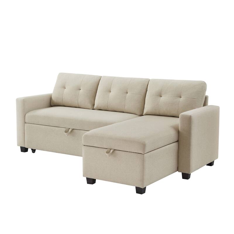 GDFStudio - Ethan Modern Pull-Out Sectional Sofa with Storage Chaise and Reversible Layout