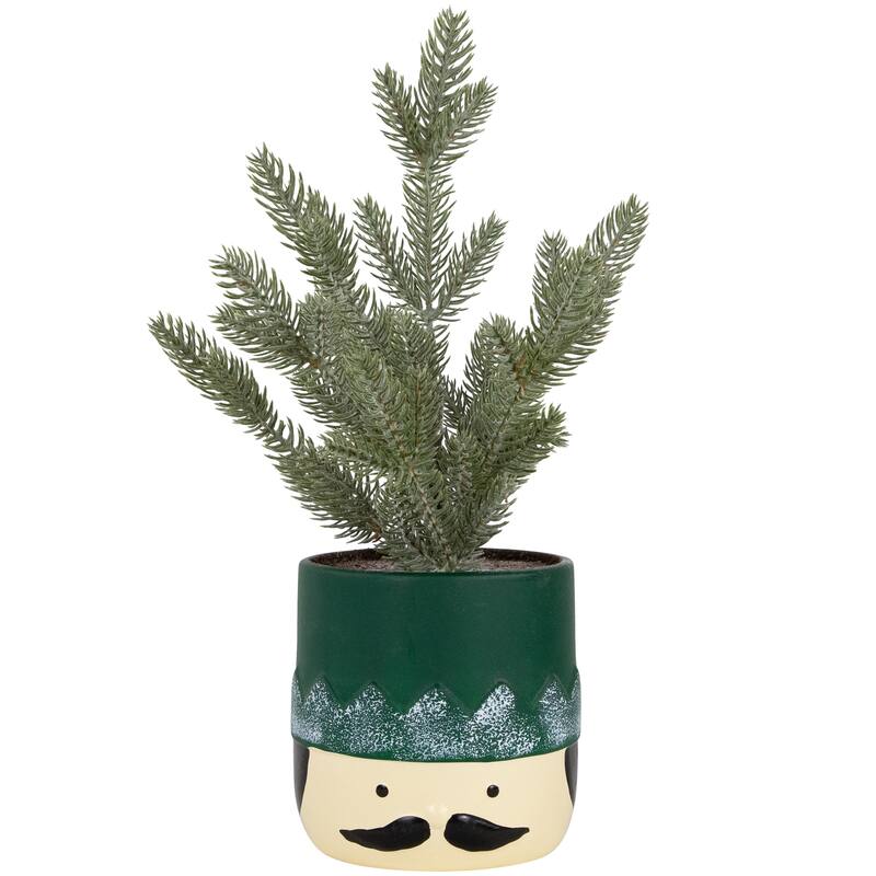Mini Frosted Artificial Christmas Tree in Nutcracker Pot - 14.75" - Unlit