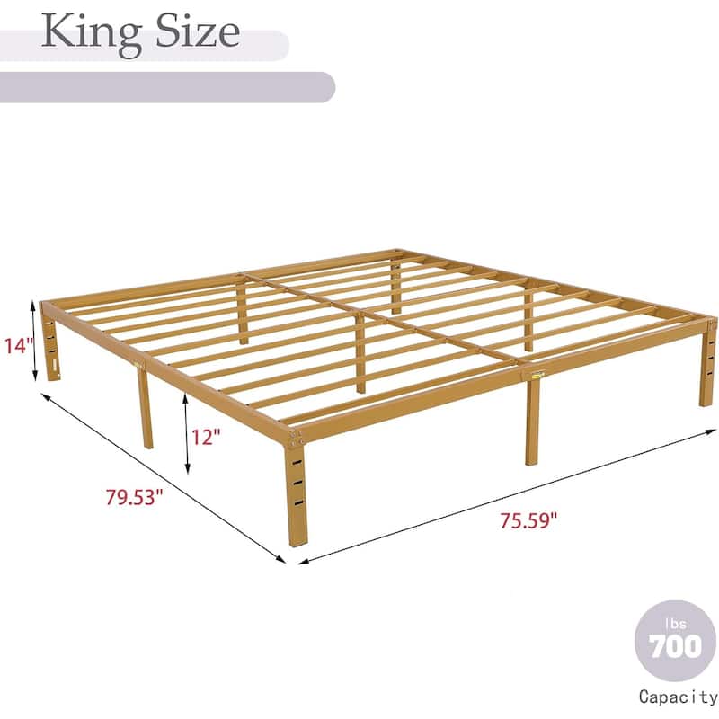 alazyhome 14 inch Metal Platform Bed Frame Steel Slat