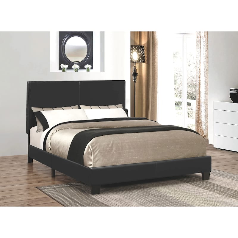 Chic Modern Design Black Leatherette Upholstered Bed