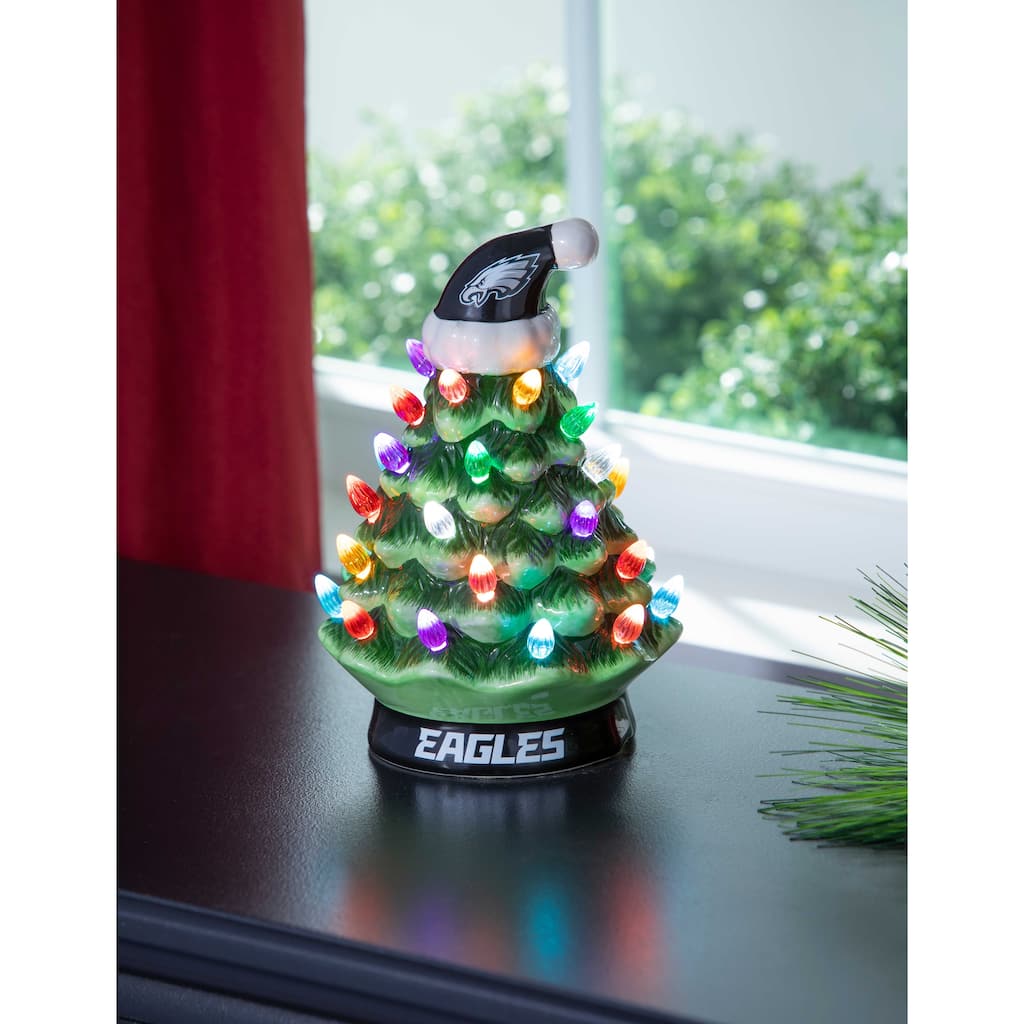8" LED Ceramic Tabletop Christmas Tree, Philadelphia Eagles