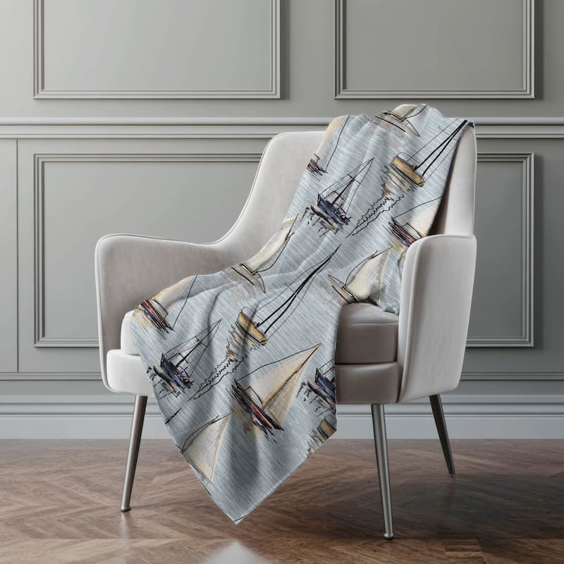 Premium Machine Washable ASB153 Coastal Sailboats Sherpa Throw Blanket