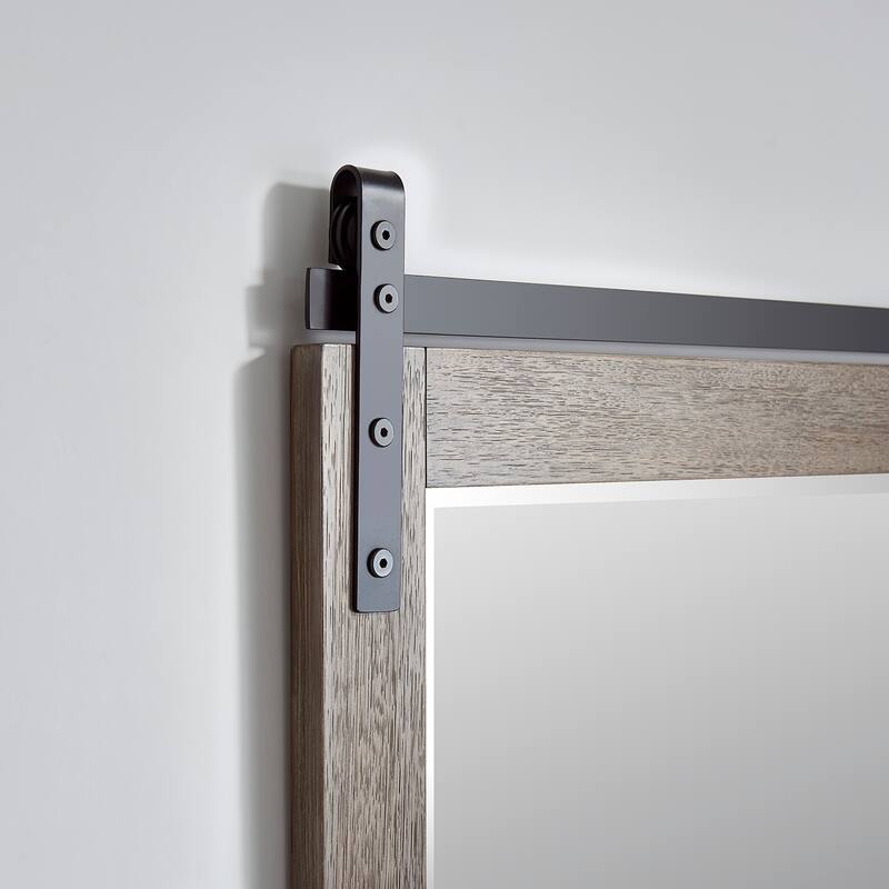 Cortes 48" Bathroom Vanity Barndoor Wall Mirror in Grey