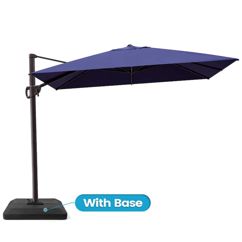 9 x 10.5 FT Outdoor Patio Umbrella Cantilever-Offset Umbrella with 4-Piece Fillable Weighted Base - Navy Blue