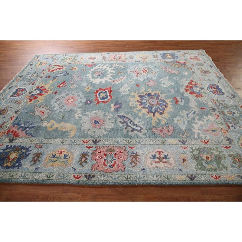 Oushak Style Area Rug Handmade Transitional Wool Carpet - 7'10"x 9'9"