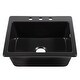 preview thumbnail 2 of 7, Jackson Matte Black Fireclay 25" Single Bowl Drop-In Kitchen Sink with 3 Holes