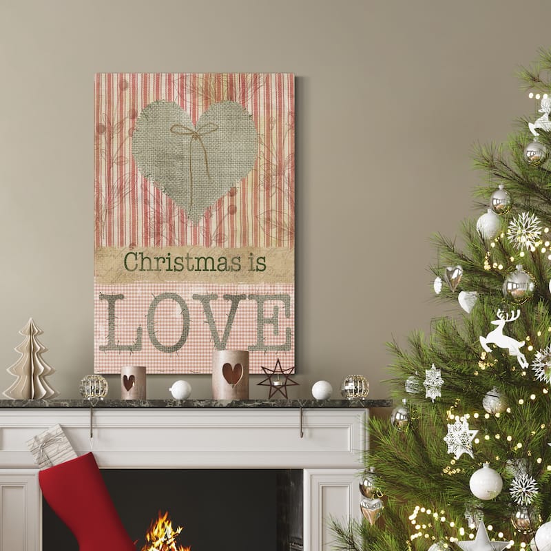 Burlap Christmas Love-Premium Gallery Wrapped Canvas - Ready to Hang