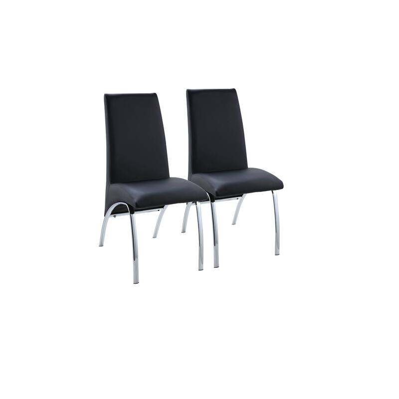 HomeRoots Set of Two Black Upholstered Faux Leather Dining Side Chairs