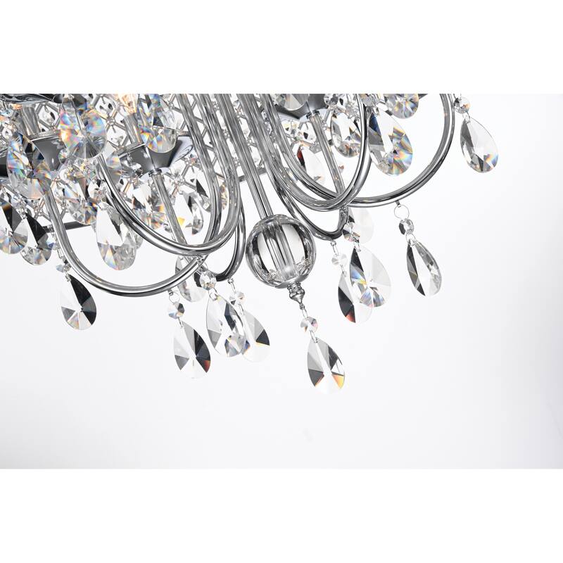 Round Beaded Drum Chandelier with Hanging Crystals