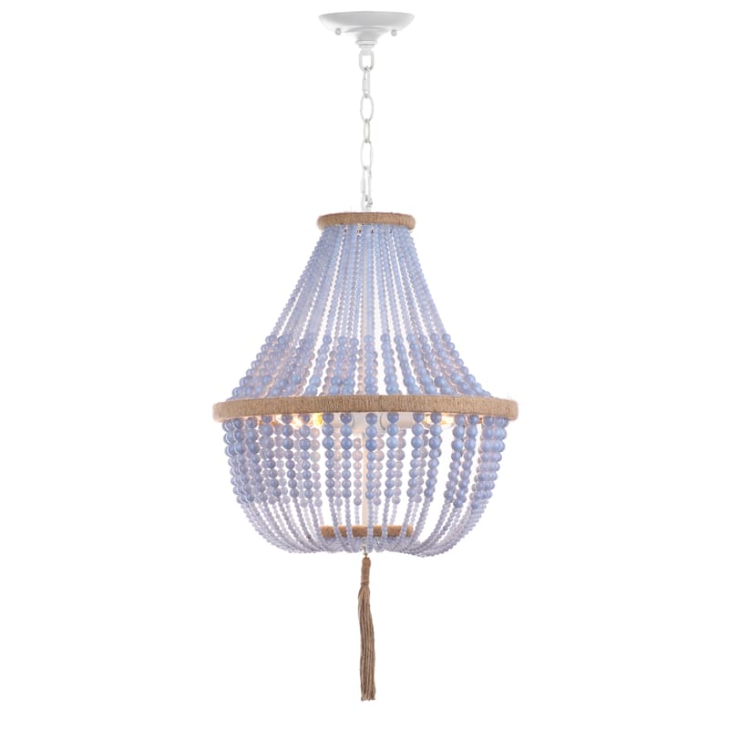 SAFAVIEH Lighting Kaori Adjustable 3-Light Blue Pendant Lamp - 16.5"x16.5"x29.75- 111.75" - 17Wx17Dx112H