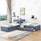 preview thumbnail 2 of 7, L-shaped Upholstered Platform Bed with Trundle and Two Drawers Linked with built-in Desk